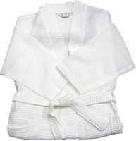 Peignoir de Bain Gaufré 100% Coton Luxe Hôtelier Super Doux à Manches Longues pour Adultes Femmes Hommes