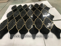 Tuiles de mosaïque en marbre noir et or de luxe, faciles à nettoyer, prix d'usine, vente chaude en Chine, pour carrelage de cuisine, vente en gros