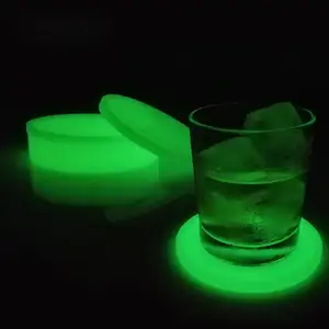 Groothandel Custom Logo Mok Lichtgevende Siliconen Rubber Tl Bier Cup Pads Bar Glow In Donkere Waterdichte Silicium Coaster