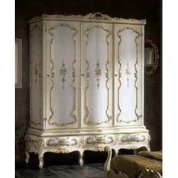 Armadio Guardaroba Barocco a 3 Ante in Legno con Porte in Vetro e Funzione Pieghevole per Casa Camera da Letto Appartamento e Laboratorio - Product Image 1