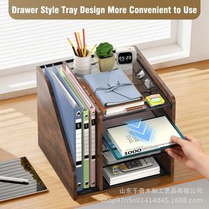 Wooden Office <b>File</b> <b>Storage</b> Rack 5 Tier Mail Envelope Shelf Desk Organizer for Office Supplies and Miscellaneous Items - Product Image 5