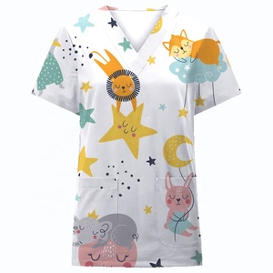 Divisa infermieristica <span class=keywords><strong>da</strong></span> donna con stampa cartoon, ideale per dropshipping - T-shirt e pantaloni medicali - Product Image 2