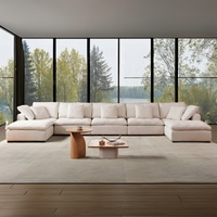 Mediterranes Neues Design Wasserdichte Stoff-U-förmige Modulsofa Cloud Couch Eckgarnitur für den Heimgebrauch