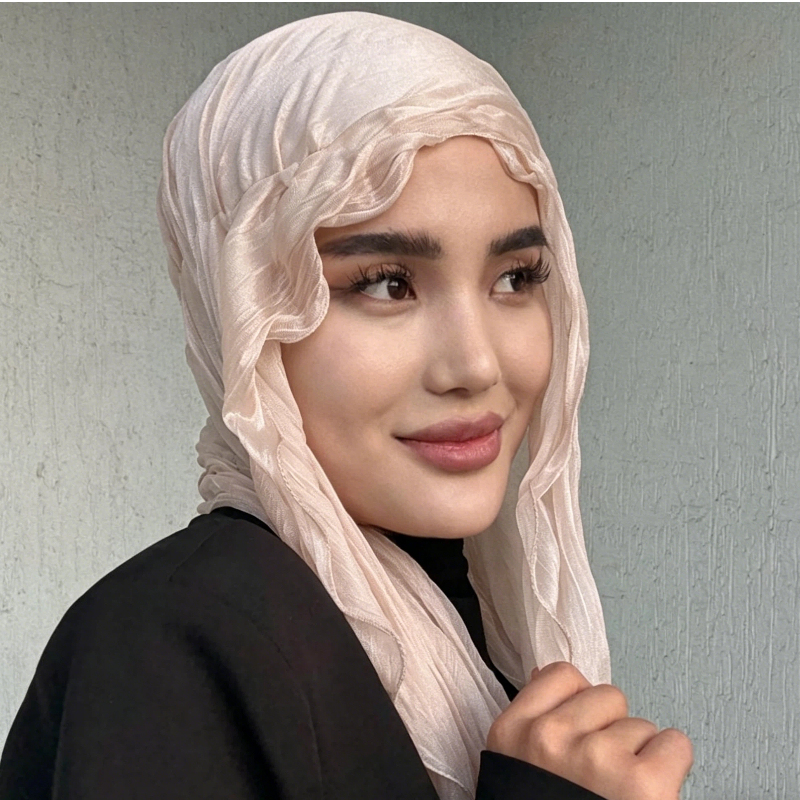 Magnetic Buckle Integrated Pearl Chiffon Hijab