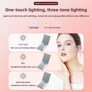 Espejo de Maquillaje LED Portátil Plegable, Tres Colores Ajustables, Espejo de Viaje de Bolsillo, Espejo de Vanidad Recargable, Regalo <span class=keywords><strong>para</strong></span> Mujer - Product Image 4