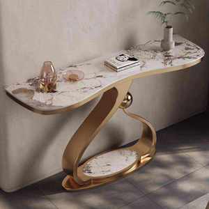 Mesa <span class=keywords><strong>Consola</strong></span> de Diseño Creativo de Lujo con Tapa de Mármol y Base de Metal Resistente para Entrada, Pasillo y Decoración del Hogar - Product Image 4
