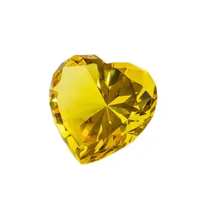 Desain Baru Harga Bagus K9 Kristal Kaca Berlian Kustom Ukiran Dukungan Sampel Kristal Kuning Berlian untuk Hadiah Pernikahan