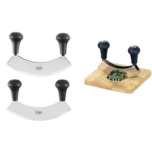 Tabla de cortar hierbas con cuchillo oscilante, juego de 2 piezas de acero inoxidable para uso en la cocina - Product Image 1