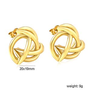 Trendy Stainless Steel Waterproof Geometric Twist Round Small <b>Knot</b> <b>Earring</b> Jewelry Hypoallergenic Stud <b>Earrings</b> for Women - Product Image 2