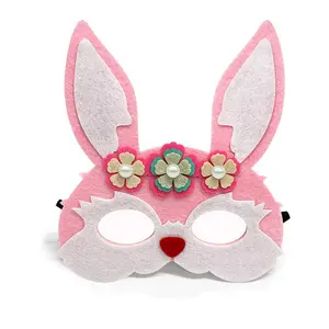 Masque de fête en feutre coloré en gros d'usine masque de mascarade masque de lapin en feutre lumineux pour les enfants