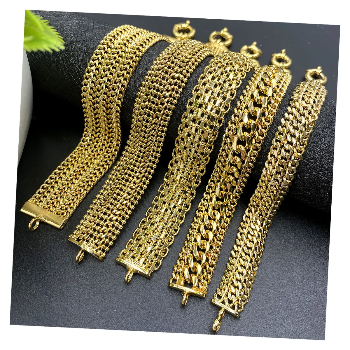 Zeadear wholesale brass jewelry hip hop chain 18k gold plated cuban link chain bracelet for men women