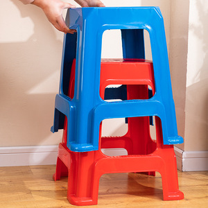 <b>Plastic</b> <b>Stool</b> Household Living Room Bathroom <b>Stool</b> Thickened Adult Red Blue Square <b>Stool</b> Durable Modern Design 25cm - Product Image 2