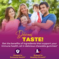 Gummies multivitaminées pour enfants à la baie de sureau et aux graines noires, enrichies en Vitamines A, C, D, E et Zinc, pour le soutien immunitaire des enfants, OEM Marque Privée