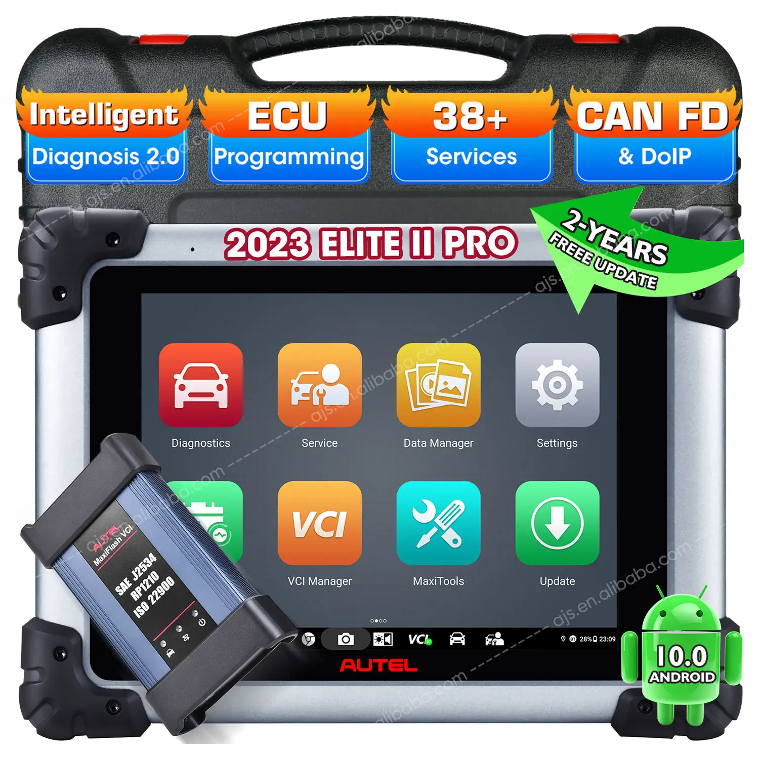 Autel MaxiSYS Elite II PRO OBD 2 Scanner Digital ECU, mesin pemrograman sistem profesional alat diagnostik kendaraan Universal