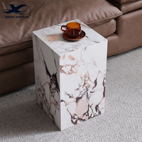Calacata Viola sol en marbre socle rectangulaire ensemble de support de table basse sur pied et table d'appoint pour la maison