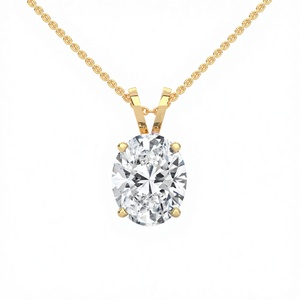 Colgante de Diamante Cultivado en Laboratorio con Corte Brillante, Chapado en Oro Amarillo, Certificado por GIA, Joyería de Compromiso para Mujer, Estilo Clásico - Product Image 2