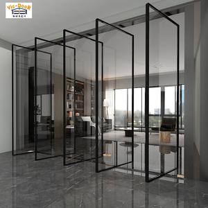 Portes pivotantes de villa de luxe, portes d'entrée modernes en aluminium de grande taille, porte pivotante double en verre isolant trempé - Product Image 1