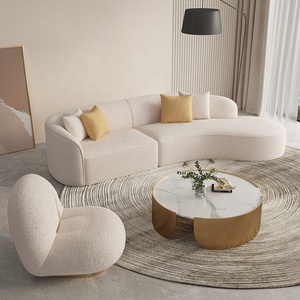 Set Divano Componibile Curvo GEDO in Velluto Effetto Agnello con Imbottitura in Spugna, <span class=keywords><strong>Mobili</strong></span> Confortevoli per Uso Domestico - Product Image 1