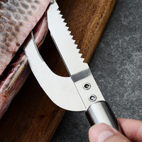 Couteau à écailles de poisson en acier inoxydable 3 en 1 couteau à découper/gratter/creuser couteau à Maw grattoir à écailles éplucheurs de dents de scie outil d'élimination des écailles de poisson
