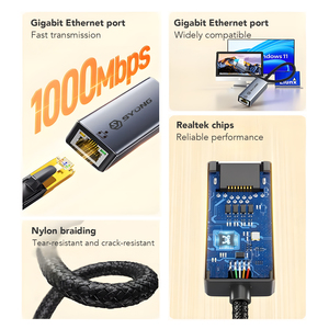 Syong 1พอร์ตอินพุต TYPE-C ฮับ: TYPE-C เอาต์พุต: RJ45 1000Mbps เข้ากันได้กับ Win8.1 Win8 Win10ระบบ32/64 <span class=keywords><strong>Mac</strong></span> OS10.9หรือหลังจากนั้น - Product Image 6
