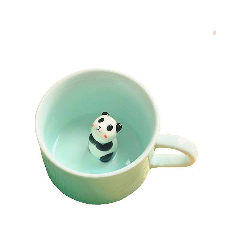 3D Coffee Mug Cute Animal Panda Inside Cup Cartoon Ceramics Figurine Teacup Porcelain Morning Tea Milk Mugs in Bulk