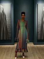 2025 femmes écologique décontracté Miyake Robe à manches longues plissé à volants doux formelle Robe de soirée grande taille Blouse robes