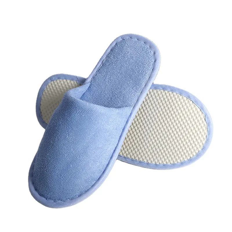 Biodegradable Custom Slipper Logo Soft Blue Hotel Slippers