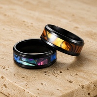 Bague pour homme en acier inoxydable avec résine colorée effet goutte d'huile, style vintage et tendance, bijou de boutique, cadeau pour mariage ou fête