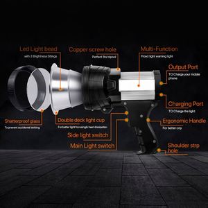 CITICITY สปอตไลท์แบบชาร์จไฟได้, ไฟฉาย LED สว่างมาก ใช้งานได้ยาวนาน ไฟฉายค้นหาสำหรับกิจกรรมกลางแจ้ง กันน้ำ ไฟฉายสำหรับตั้งแคมป์ - Product Image 2