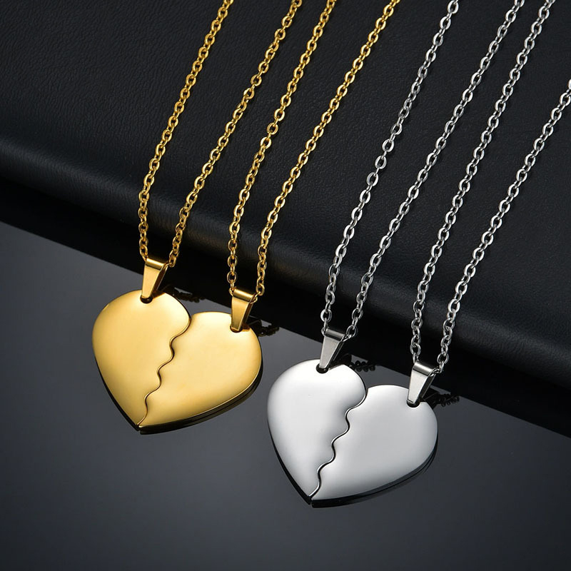Couples Two Halves Heart Broken Pendant Custom Jewelry