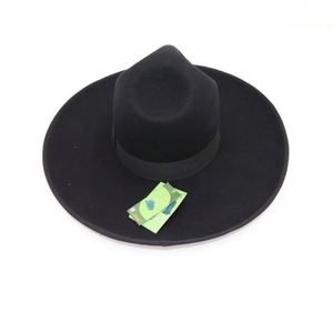 Sombrero Fedora Unisex de Lana con Ala Ancha de 12 cm, Sombrero de Jazz de Fieltro de Lana con Banda Ancha, Sombrero Vaquero Retro Sencillo con Cinta para Iglesia, Fiesta, Gorra Masculina - Product Image 3