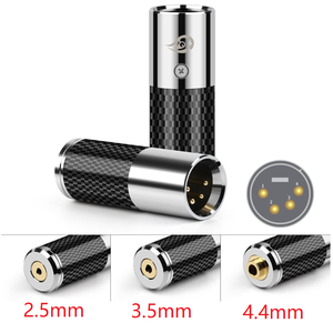 Matériau en acier inoxydable 4 broches mâle <span class=keywords><strong>XLR</strong></span> à 2.5mm / <span class=keywords><strong>3</strong></span>.5mm / 4.4mm femelle <span class=keywords><strong>adaptateur</strong></span> de prise Audio connecteur de conversion en Fiber de carbone - Product Image 2