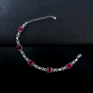 Bracelet en argent 925 avec rubis cultivés, idéal pour les fiançailles romantiques, le quotidien et les fêtes, un cadeau pour surprendre les filles L - Product Image 3