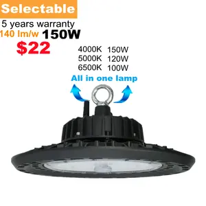 Cct dapat diganti bersertifikat led high bay shenzhen 150 w 200 w anti-uv pc penutup kaca USA/Kanada/Amerika Utara/pasar Eropa