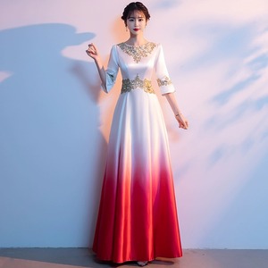 Women Long Dress White Stage Performance Choir Costume 3D Stereoscopic Patterns Adult General Purpose Type - Product Image 2