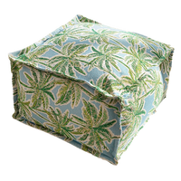 Pouf ottoman en jacquard à motif de feuilles de palmier tropicales, coussin de siège carré doux, repose-pieds pour salon, chambre à coucher, balcon, style bohème floral