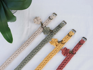Hecho a mano Boho <span class=keywords><strong>Crochet</strong></span> Pattern Boho Macrame perro inteligente cojín cuello <span class=keywords><strong>Collar</strong></span> y correa Set con hebilla de zinc - Product Image 5