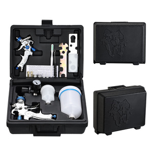 Kit de <span class=keywords><strong>pistolet</strong></span> de pulvérisation HVLP avec manomètre, 2 pistolets et brosses, ensemble professionnel de pistolets de peinture pour voitures, meubles et travaux sur <span class=keywords><strong>bois</strong></span> - Product Image 4