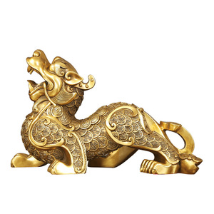 Figura de Pixiu de latón fundido con forma de animal, decoración de mesa, adorno de Año Nuevo Chino - Product Image 3