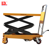 Mini table élévatrice à ciseaux hydraulique mobile manuelle pour entrepôt, capacité de charge 150kg 300kg 500kg, fournisseur de leviers de levage