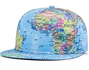 Benutzer definierte voll gedruckte Sublimation Weltkarte Snapback Hüte