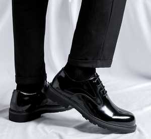 Chaussures habillées pour hommes en cuir noir brillant DFB0924 - Product Image 4