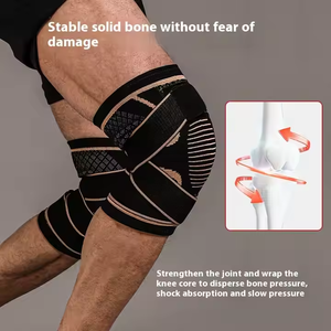 Genouillère de compression en cuivre avec bandage flexible et sangles antidérapantes, protections sportives pour coudes et genoux - Product Image 4