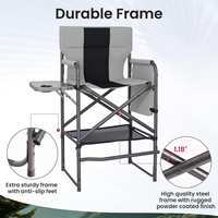 Chaise pliante portable robuste 400 lbs avec repose-pieds et table latérale amovibles, idéale pour les maquilleurs et les événements extérieurs