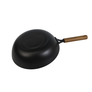 Utensilios de Cocina Asiáticos, <span class=keywords><strong>Wok</strong></span> Tradicional Chino de Hierro Fundido Ligero con Base Plana y Mango de Madera - Product Image 4