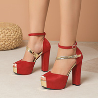 Escarpins ultra-hauts à talons pour femmes, nouvelle collection 2025, noirs, à bout ouvert, ajourés, avec boucle et lacets, chaussures de soirée polyvalentes pour l'été