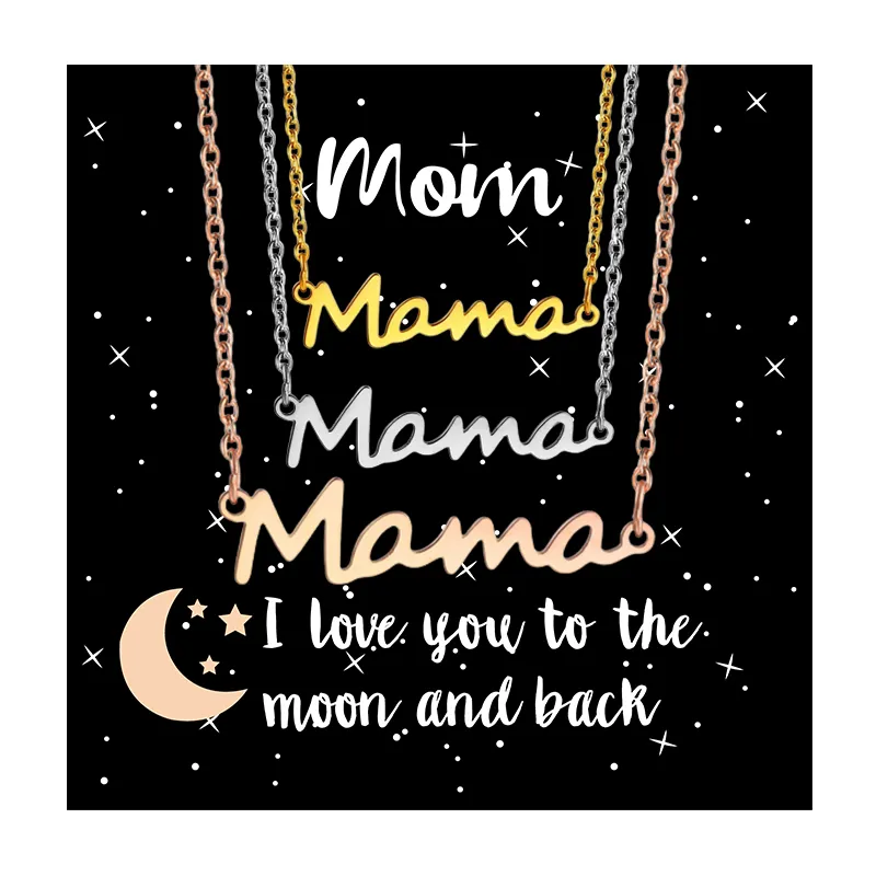 100 modelos de Presente do Dia das Mães para A Mãe Mãe Mamãe 18K Ouro Rosa Banhado A Ouro de Aço Inoxidável Colar Pulseira Anel Conjunto de Jóias