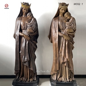 Escultura de Bronce de la Virgen María y Jesús para Exteriores, Estatua Religiosa Católica de Metal, Estatua de la Virgen María de Bronce - Product Image 1