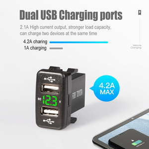 <span class=keywords><strong>Prise</strong></span> USB à affichage de tension LED 4.2A 12-24V à double port pour montage sur panneau, pour voiture, bus, bateau, camping-car - Product Image 3
