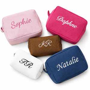 Custom Embroidered Cosmetic <b>Bag</b>, Waffle Toiletry <b>Bags</b>, Portable <b>Travel</b> <b>Makeup</b> Organizer, Gifts for Bridesmaid - Product Image 1